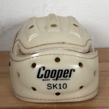 Vintage Cooper SK10 Open Face White Ice Hockey Helmet Foam Padding Chin Strap