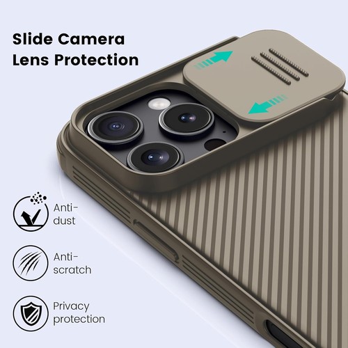 Nillkin for iPhone 16 Pro Case with Slide Camera Cover, 16 Pro, Gold - Picture 2 of 6
