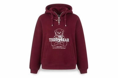 The Great British Teddybär Damen Pullover Hoodie Größe M Rot Langarm