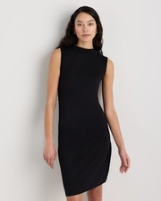 Quince Women Stretch Cotton Jersey Mock Neck Mini Dress Black M