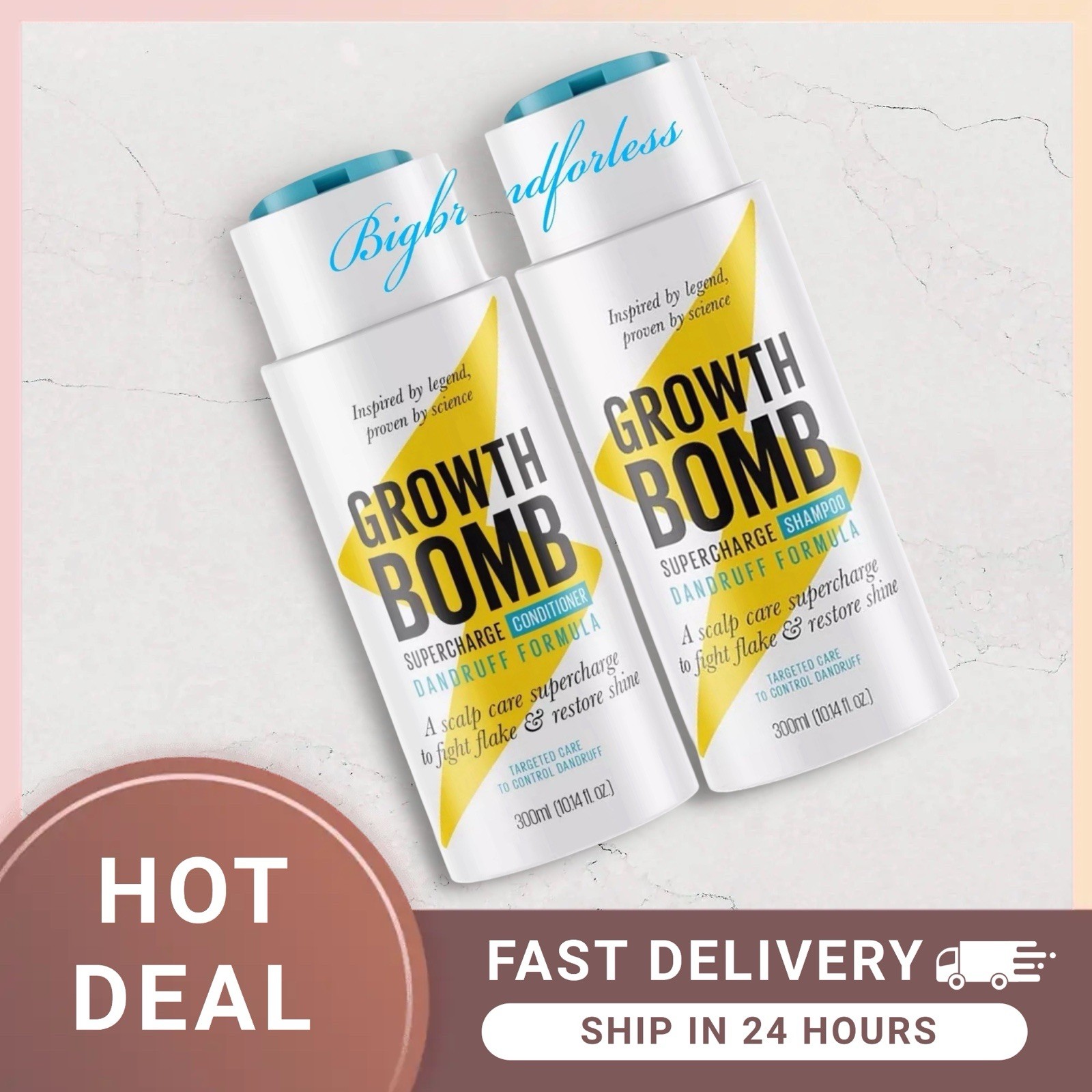 Growth Bomb Supercharge Shampoo & Conditioner DANDRUFF FORMULA  RRP £34