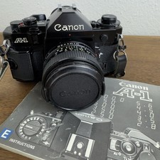 Canon A-1 Black 35mm SLR Film Camera Body with FD 28mm f2.8 Lens