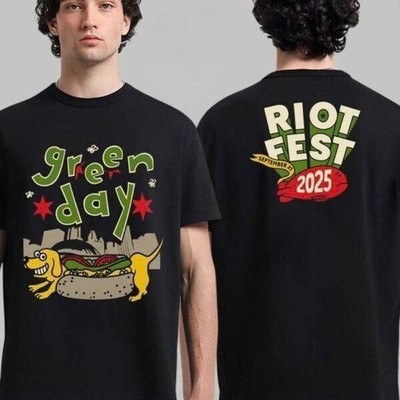 Green Day Riot Fest 2025 Merch Tee In Chicago IL On Sept 21 2025 Reprint T-Shirt