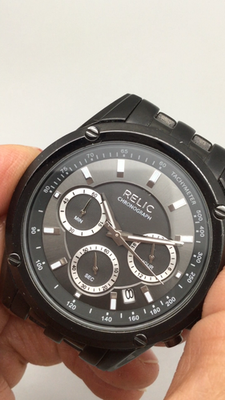 Relic Mens Watch 40mm Black Chronograph Stainless Date ZR66067 New