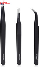 3PCS Precision Tweezers Set, Upgraded Anti-Static Stainless Steel of Tweezers, f