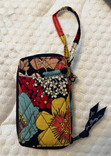 Vera Bradley Multicolor Floral Zip-Around Wristlet Wallet w/ Wrist Strap
