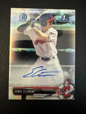 2017 Bowman Draft Ernie Clement Chrome Auto Refractor 1st Indians /499 Blue Jays