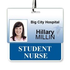 STUDENT NURSE Horizontal Badge Buddy with Blue Border - for Nursing Students ID