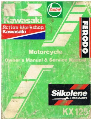 KAWASAKI KX125 - E2 ORIGINAL 1986 WERKSBESITZER ANLEITUNG & SCHECKHEFT