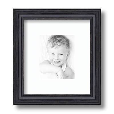 ArtToFrames Matted 7.5x9 Black Picture Frame with 2'' Mat, 3.5x5 Opening 4083