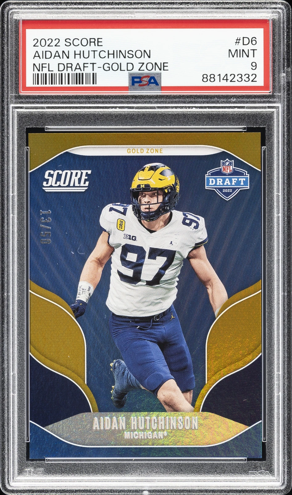Aidan Hutchinson Panini Score NFL Draft #D6 Gold Zone