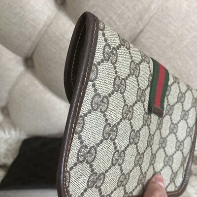 Authentic GUCCI Vintage GG Plus Small Envelope Web Sherry