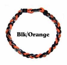 3 Rope Tornado Braided Twist Baseball Softball Necklace Black Orange Orioles