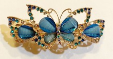 Butterfly Design Hair Barrette crafted with Rhinestones and Diamond Accent