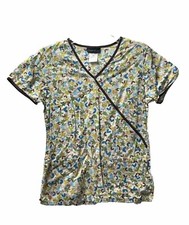 Cherokee Workwear Floral Patterned Size XS Scrub Top Style 2885D