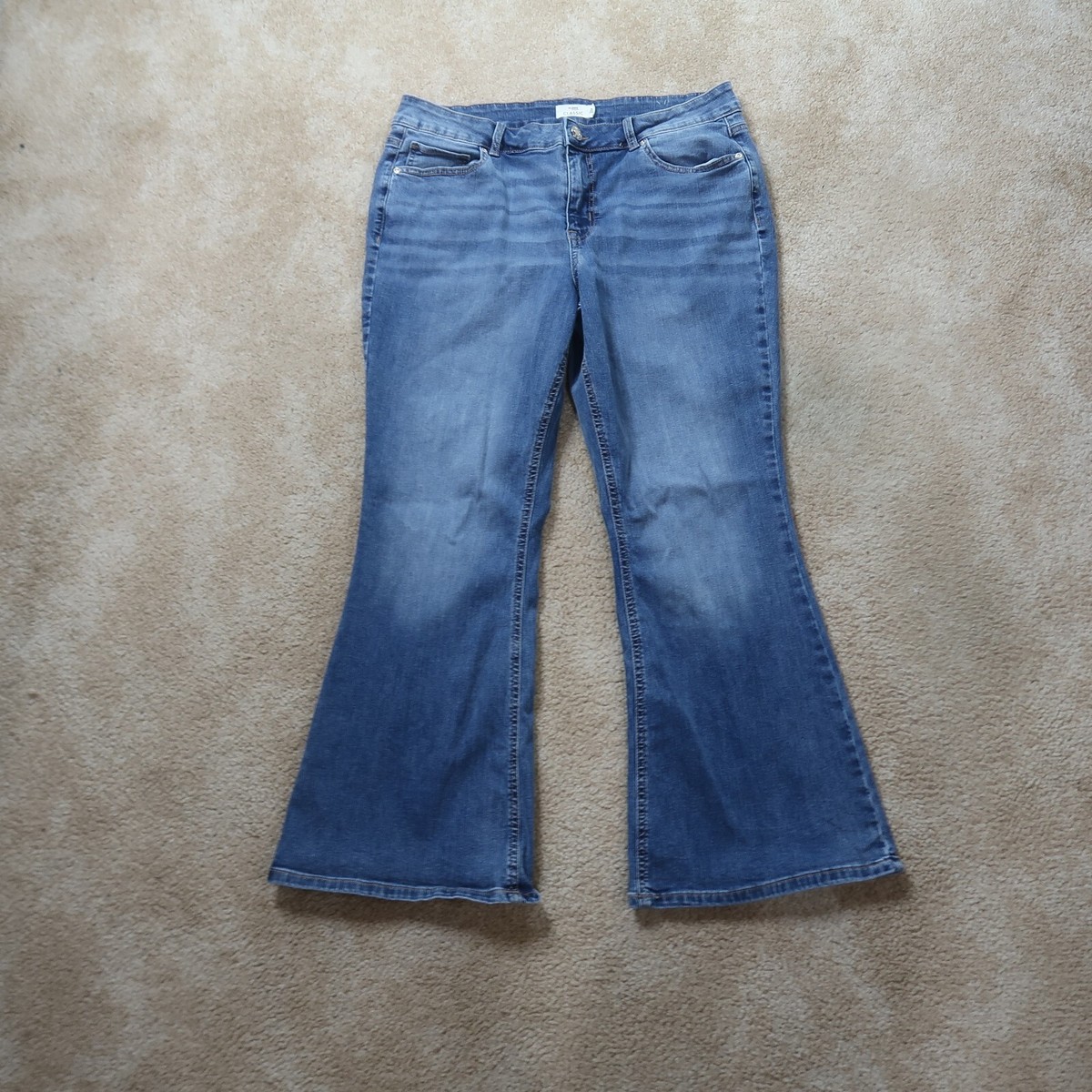 Maurices Classic Mid Rise Flare Leg Jeans Women's 16 Blue Denim Stretch