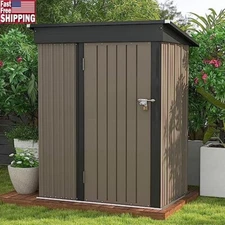 Outdoor Tool Storage Shed Metal W/ Lockable Door Sloping Roof Backyard Garden US