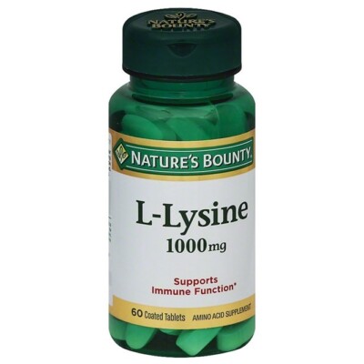 Nature's Bounty L-LYSINE 1000 mg Coated Tablets 60 Exp 08/2027 FAST FREE SHIP