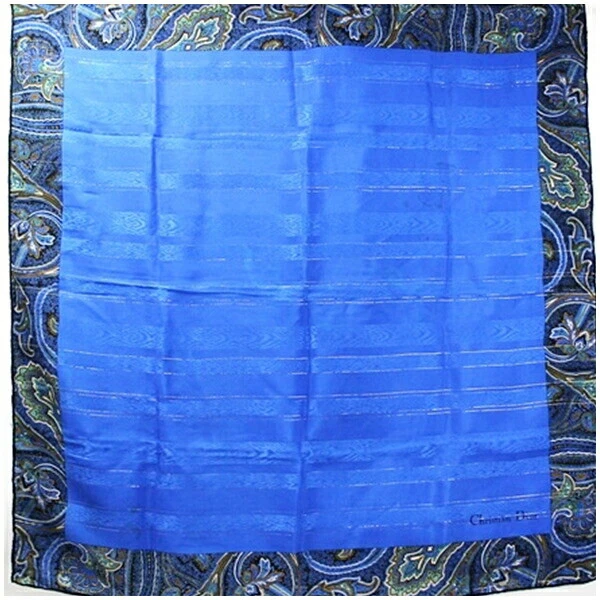Authentique écharpe en soie Christian Dior motif Paisley bleu d'occasion rang AB CHRÉTIEN