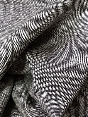 100% Linen Fabric Yarn Dyed Two-Tone Black/White Heavy Weight By the Yard
