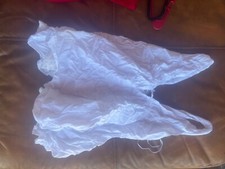 pretty little thing white linen deep v neck frill dress