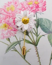 WHITE MARGUERITE DAISY PIN Lawn Daisy Wedding Lapel Flower Brooch HAND PAINTED