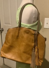 Cracker Barrel Flux Leather Mustard Tote with...