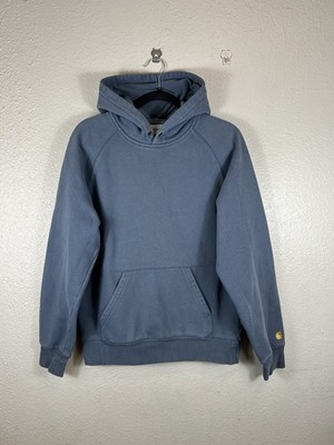 Carhartt WIP Hooded Chase Sweatshirt Size Small Faded Blue Raglan Hoodie