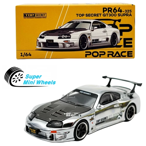 Pop Race 1:64 Top Secret Toyota Supra GT300 Silver Chrome #325