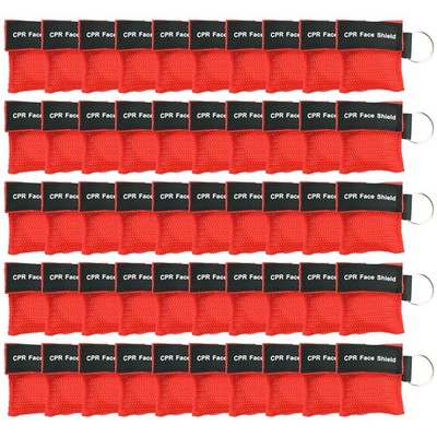 50 Packs CPR Pocket Mask, CPR Face Shield for Keychain, One-Way CPR Emergency...
