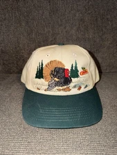 Turkey Hunting Hat Cap Snap Back Mens One Size Beige Green Embroidered