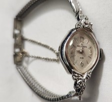 HELBROS VTG. LADIES WATCH W, DIAMOND ACCENT BAND  10KT GF MANUAL RUNS