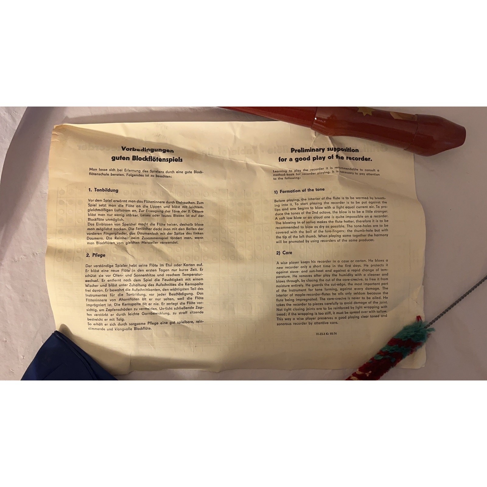 VINTAGE Venus Wooden Recorder Flute Instrument - Made in GDR, East Germany