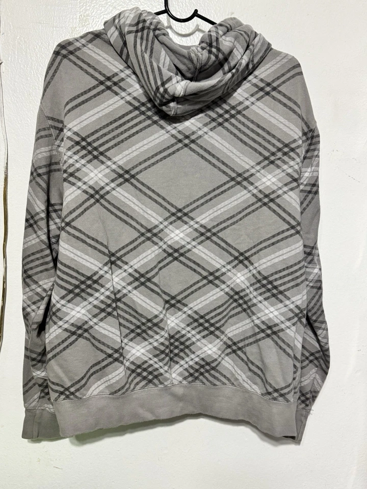 Counter Intelligence Gray Plaid Zip Up Hoodie Men’s Size L 100% Cotton Casual - Image 3 of 4