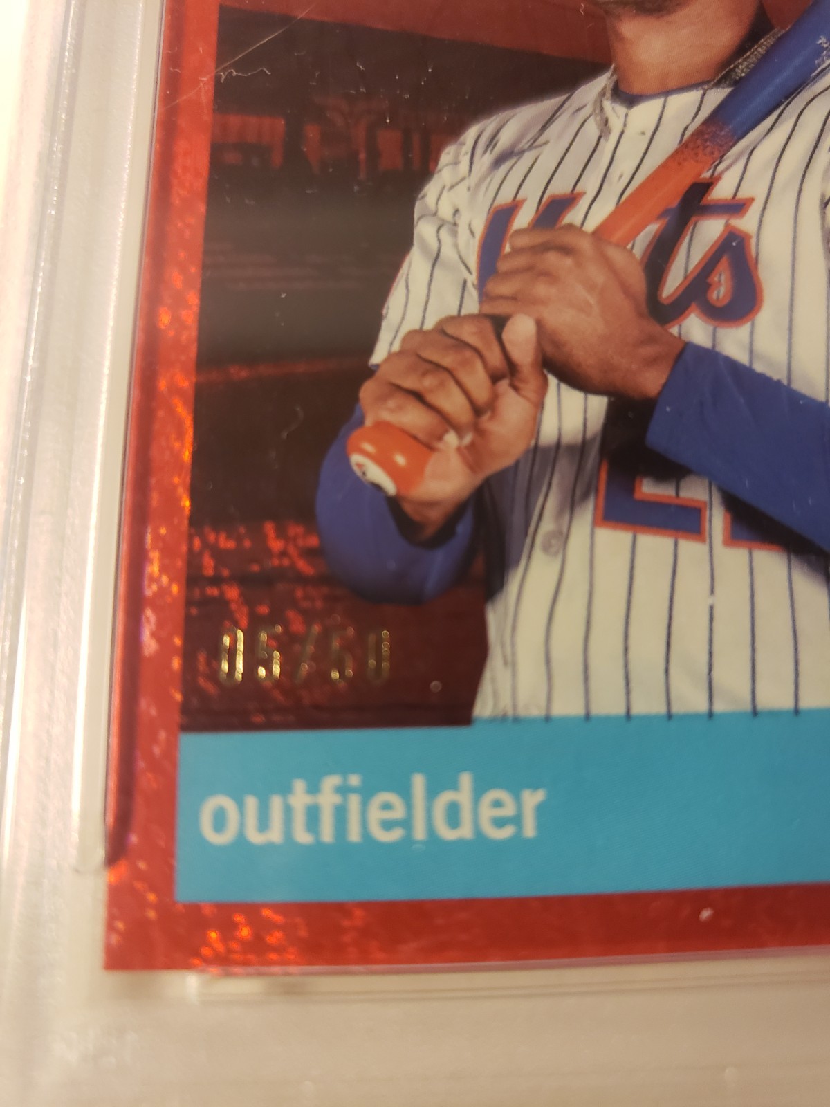 2025 Topps Archives Juan Soto Red Hot Foilboard Var 05/50 New York Mets PSA 9 view 4
