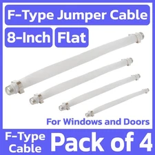 4 Pack 8" F-Type Coaxial Cable Jumper Flat Coax Connector Cord for Windows Doors