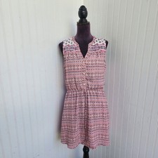 Gap Mini Dress Womans Pink Floral Drawstring Waist Lined Sleeveless Casual Sz S