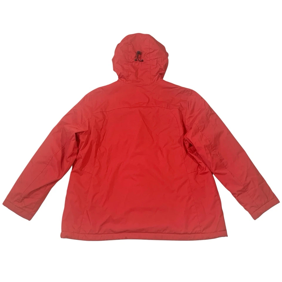 LL Bean XL Pet Misses Full Zip Snap Puffer Rain Jacket Hooded Fleece Lined Red - Image 2 of 4