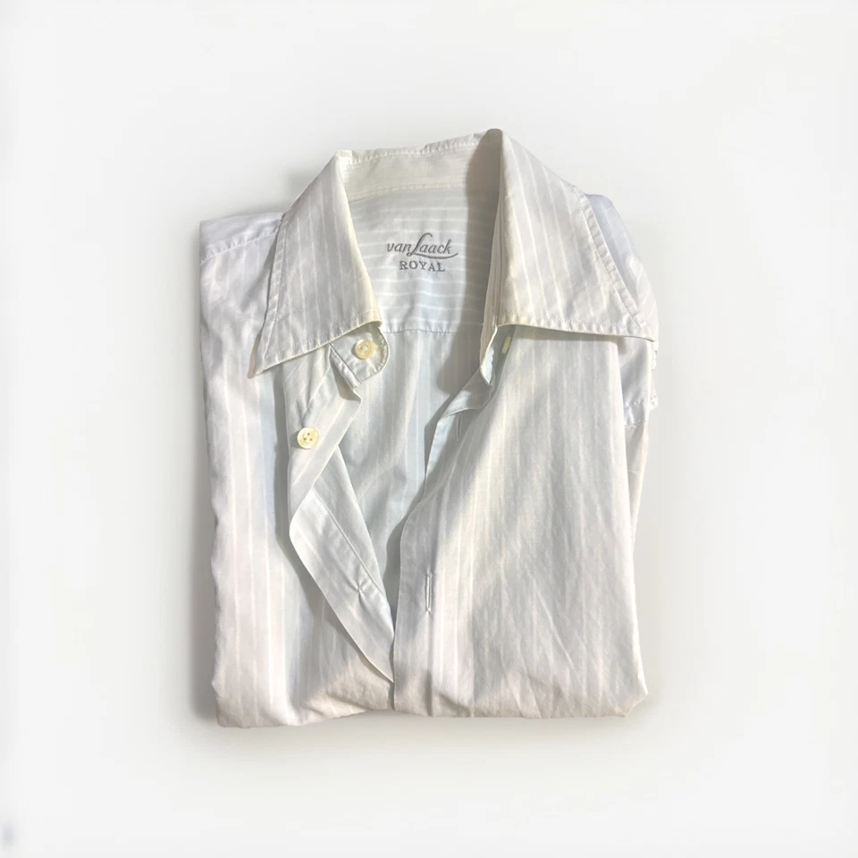 Van Laack Royal Cotton Button Down Dress Shirt Men's Size 40 Blue White Striped - Image 2 of 3