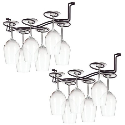 2 Pack Under Cabinet Stemware Rack, Wine Glass Hanger Rack Wire Holder Storag...