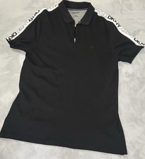 DKNY Men's Transit Polo Shirt Short Sleeve, Blue/Black, Size L