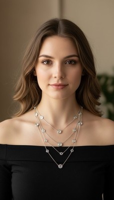 $228 Kate Spade Triple Layer Silver Tone Clunk Of ice Necklace #276