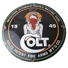 Vintage Colt Porcelain Sign - Pistols Revolvers Machine Gun Ammo Gas Pump Sign
