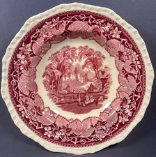 Pair of Masons England Vista Pink 10" Round Coupe Soup Bowl FREE SHIPPING