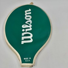 Vintage Wilson Wood Tennis Racket Cover Green/White MCM Made USA Zipper Works