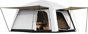 Spacious 4-6 Person Waterproof Camping Tent with Porch & 2 Rooms for Family Fun