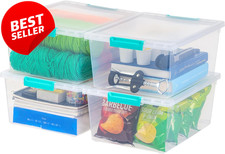4 Pack IRIS USA 12Qt Plastic Storage Bins with Lids Stackable Clear Box - US