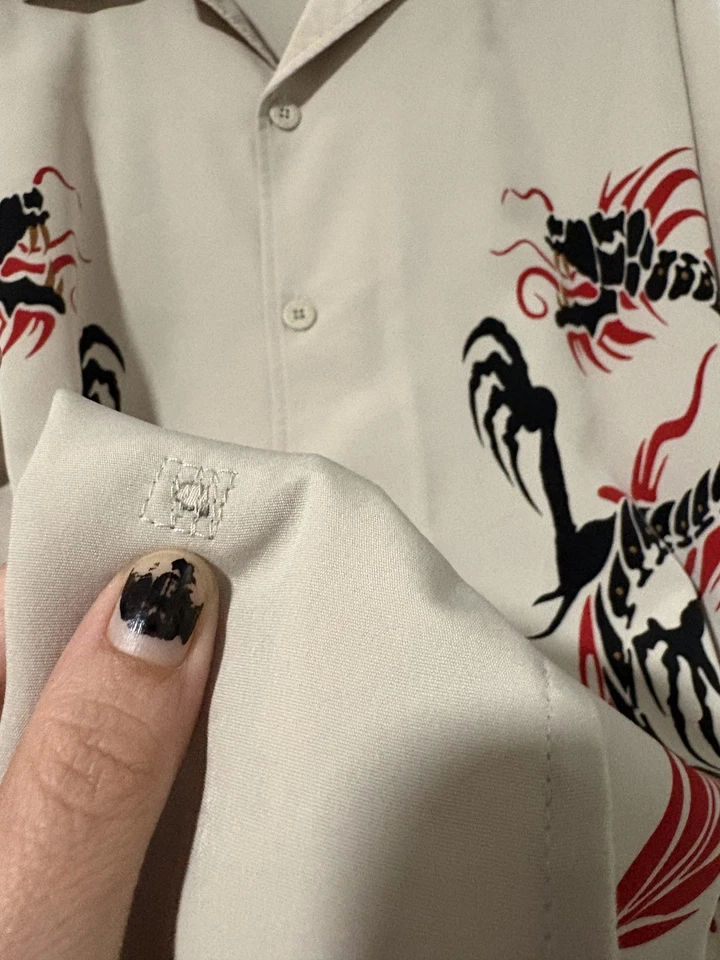 Camisa De Colección Libélula Para Hombres Grande Abotonada Campamento Estampado Dragón Y2K Foto 2 de 4