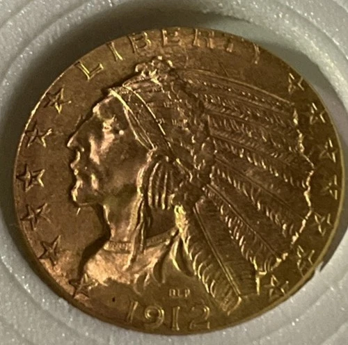 1912  $5 Dollar Indian Head Half Eagle U.S Gold Coin Circulated 8.36 Grams. F149