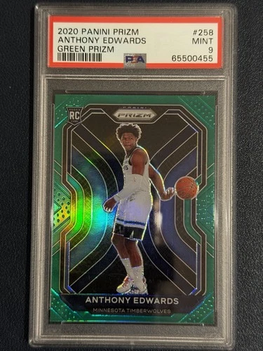 2020-21 Panini Prizm Anthony Edwards RC Green Prizm PSA 9 Rookie #258